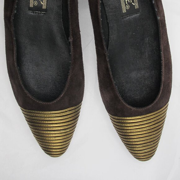 J Renee brown and gold suede 1.5 inch heels - 8.5 - Picture 3 of 6